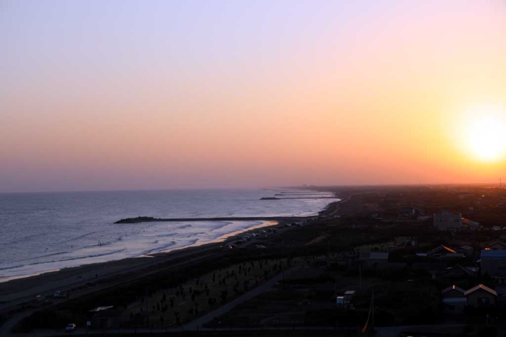 九十久里浜の夕日